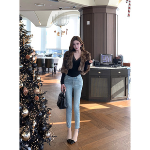 速暖一体绒小脚牛仔裤 限量 淡蓝调洗水牛 —— 白崖限定se