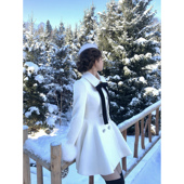 软乎乎狐狸毛版 雪国纱绘子 千金感羊毛100轻奢毛呢大衣