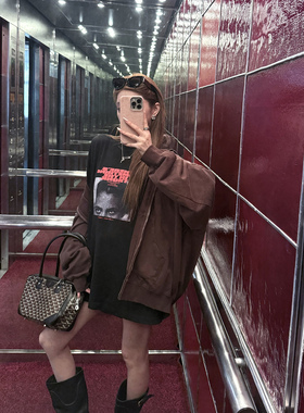 现货【美区boyish】做旧slay——vintage砂洗420g连帽磨破外套