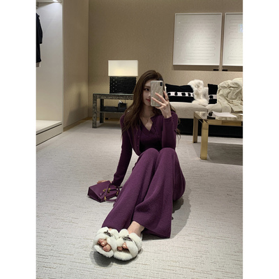Momoshero【violet静奢套组】特调紫罗兰～100%羊毛套组&576g长裤