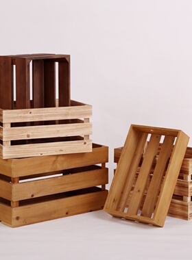 实木收纳箱复古长方形木箱子超市陈列装饰水果箱木条箱木框箱定制
