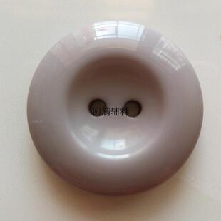 高档男女扣子灰色两眼圆形貂绒羊绒毛呢大衣纽扣树脂两眼30mm钮扣