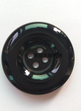 高档风衣毛呢大衣外套纽扣亮黑色四眼大圆边百搭衣服2530mm钮扣子