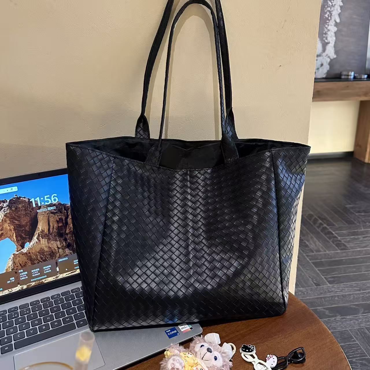 黑色简约大容量包包女式