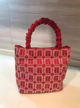 2025红色婚包伴手礼小红书定制手工托特包伴娘伴手礼新中式国风喜