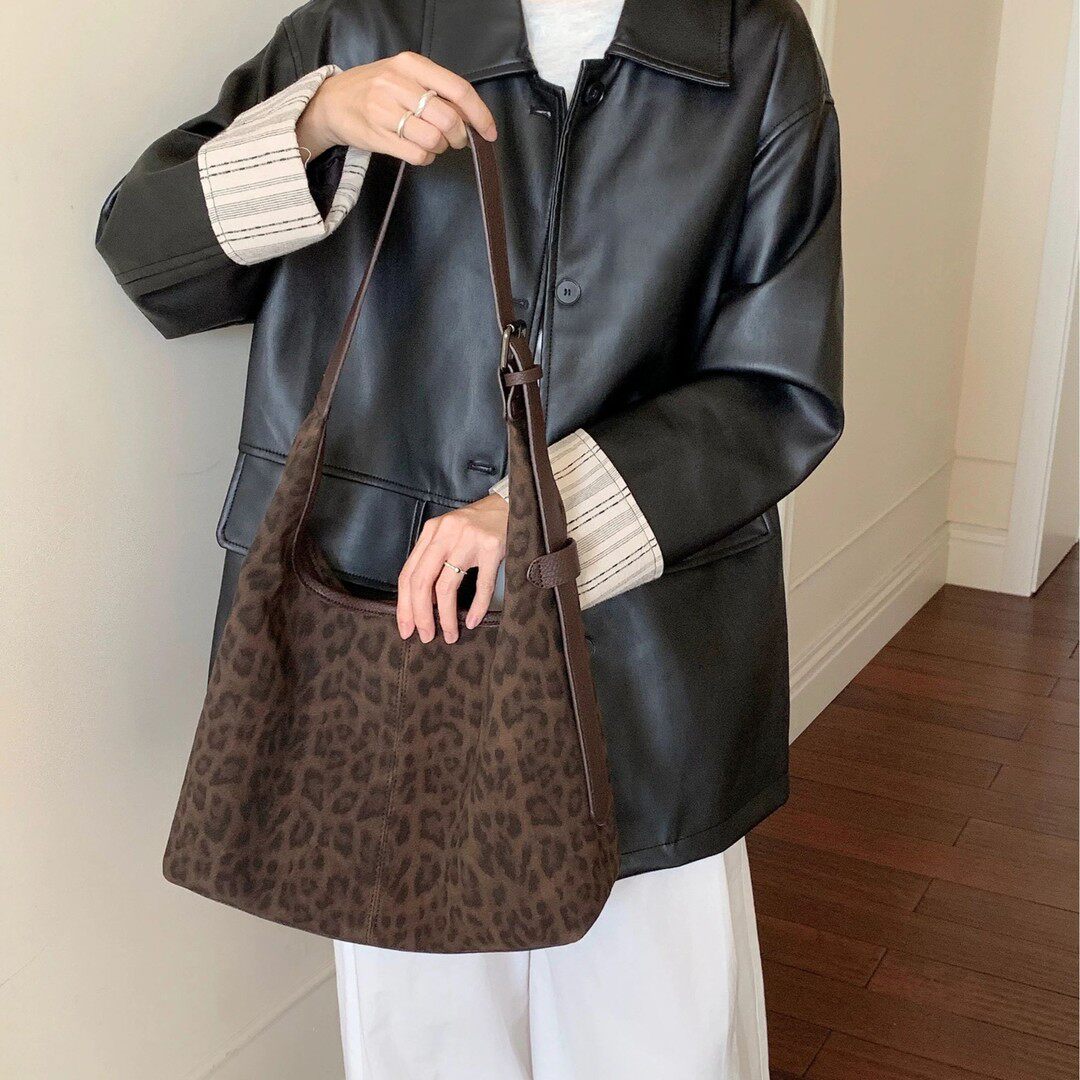 韩系简约大容量豹纹斜挎托特包女2025秋冬新款复古通勤百搭单肩包,箱包皮具/热销女包/男包,通用款女包,淘宝优惠券,粉丝福利购,淘宝优惠卷