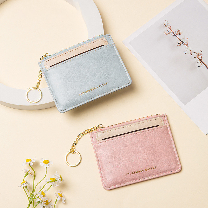 新款纯色可拆卸两用钱包轻薄收纳卡包女多功能迷你小钱包零钱包