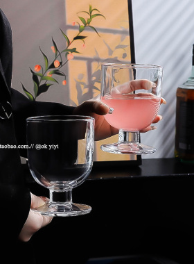 ins矮脚胖胖玻璃杯小众复古气泡水冷饮杯简约牛奶果汁杯鸡尾酒杯