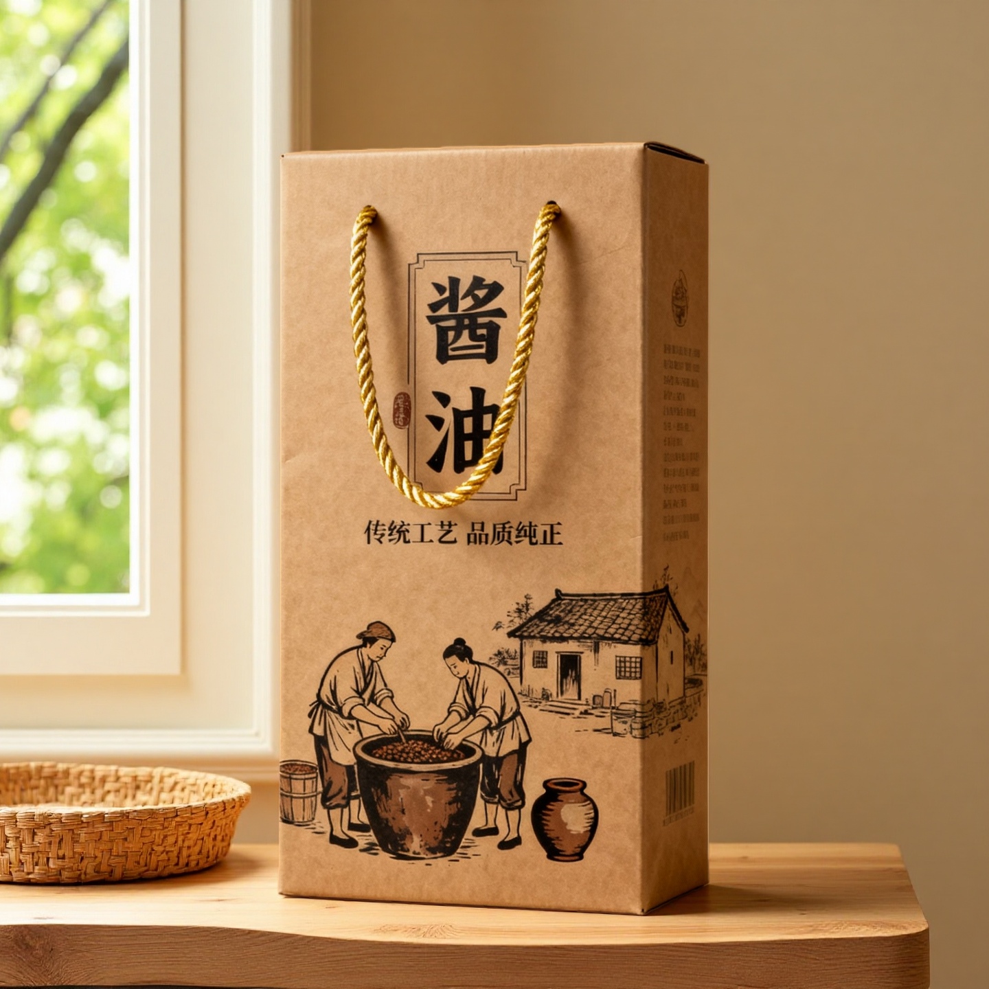 牛皮纸酱油包装盒生抽老抽礼品盒