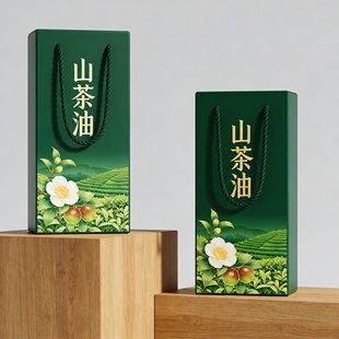 新款单瓶装山茶油礼盒包装盒高档核桃花生菜籽油年货礼品盒包装盒