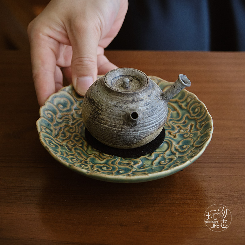玩物志卷云纹壶承盘粗陶茶点盘