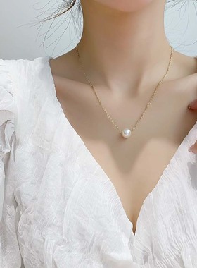韩国气质简约珍珠项链女超仙甜美
