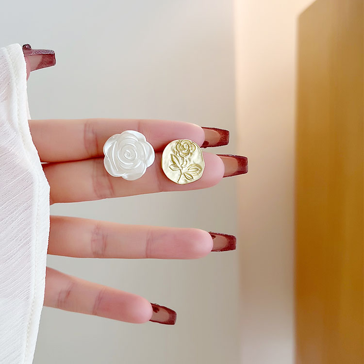 抽象玫瑰花耳环气质山茶花