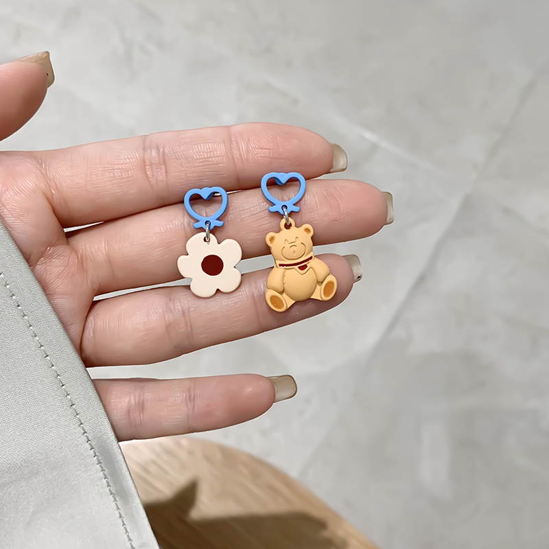 小熊新款甜美风卡通夏季款银针