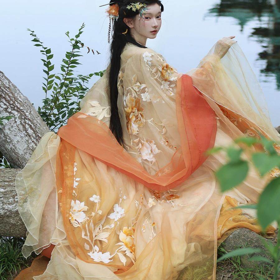 汉服女芥子记玉人歌2.0原创唐制齐胸儒裙超仙绣花大袖衫春夏套装