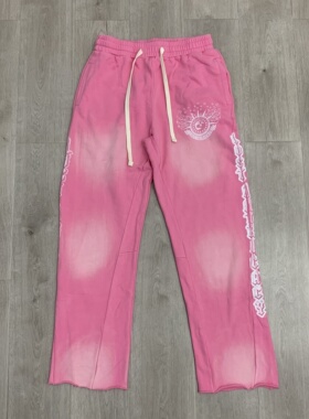 Lost intricacy复古洗水粉做旧字母印花美式潮牌高街抽绳休闲长裤