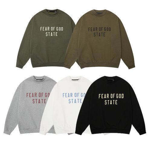 FOG ESSENTIALS美式潮牌字母印花INS款高街宽松圆领纯棉加绒卫衣