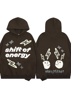 BROKEN PLANET美潮INS款连帽衫字母发泡印花嘻哈高街纯棉加绒卫衣