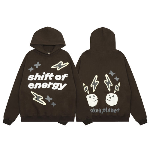 BROKEN PLANET美潮INS款连帽衫字母发泡印花嘻哈高街纯棉加绒卫衣