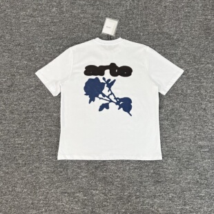 情侣宽松上衣T恤衫 纯棉短袖 蓝花刺绣潮牌高街INS明星同款 Arte美式