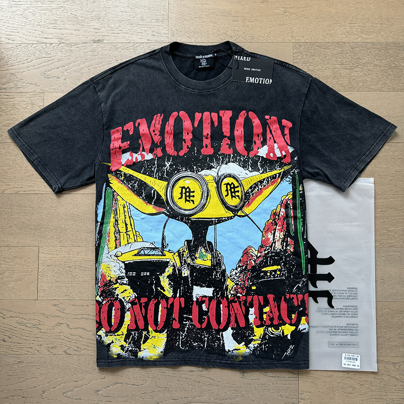 MIXED EMOTION高街外星人复古美式潮牌嘻哈宽松印花纯棉短袖T恤衫