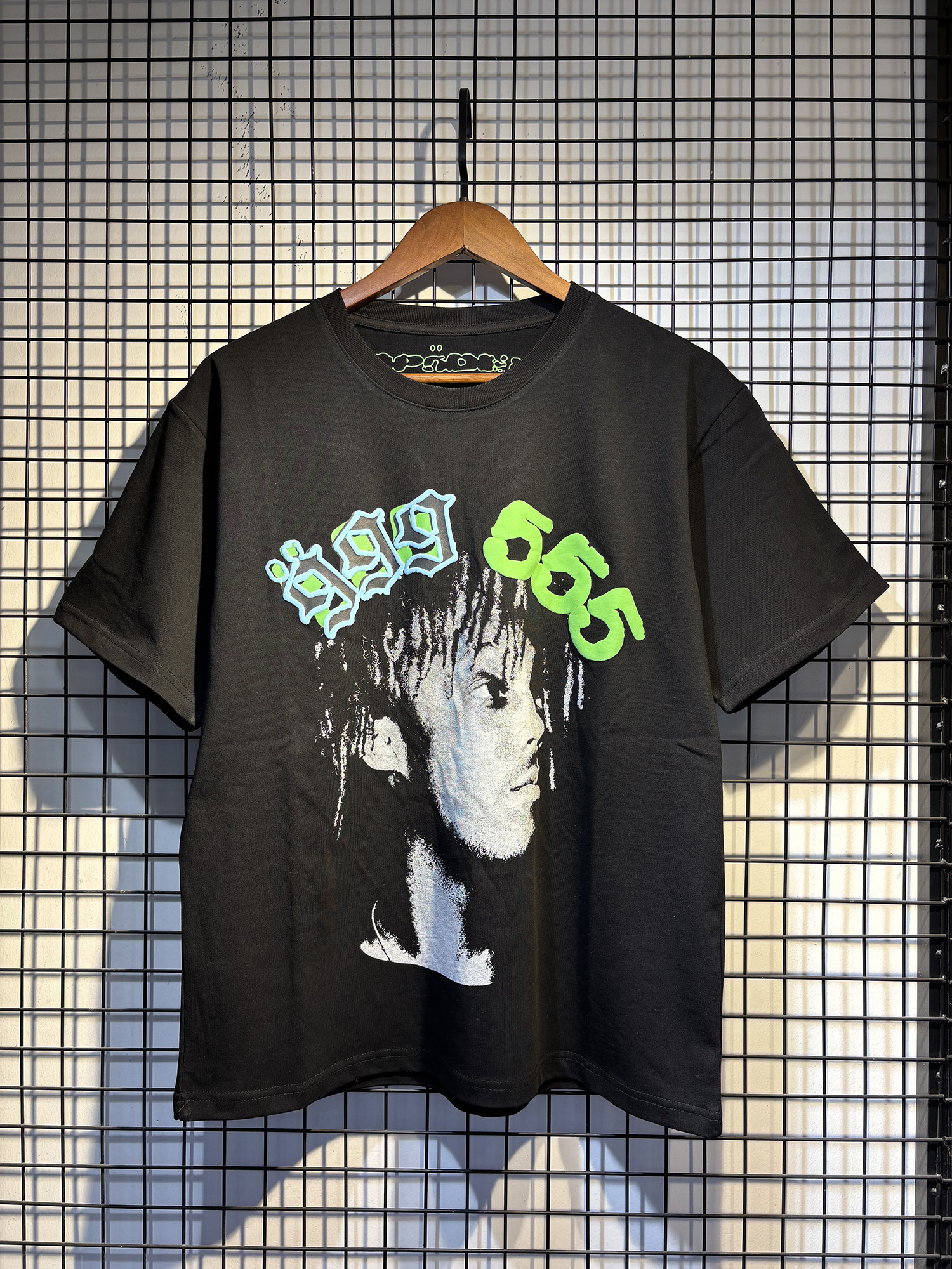 Sp5der潮牌YoungThug嘻哈歌手人像发泡印花宽松纯棉男女短袖T恤衫