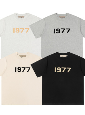 美式ESSENTIALS潮牌FOG字母1977印花宽松圆领短袖男女简约纯棉T恤