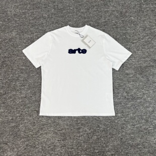 美潮Arte字母刺绣印花INS高街嘻哈宽松情侣百搭T恤衫 上衣 纯棉短袖
