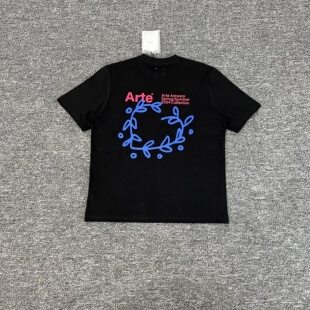 上衣宽松情侣T恤衫 潮牌高街休闲纯棉短袖 INS同款 Arte花卉印花美式