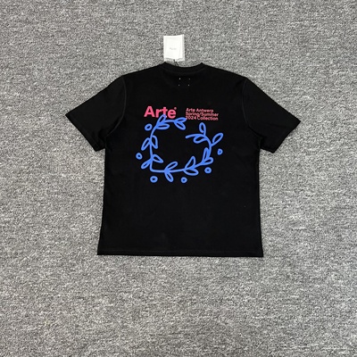 Arte花卉印花美式INS同款潮牌高街休闲纯棉短袖上衣宽松情侣T恤衫