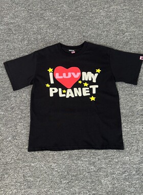 BROKEN PLANET爱心发泡字母印花美式潮牌嘻哈高街纯棉圆领短袖T恤