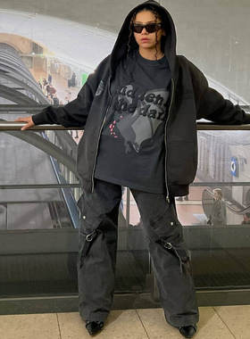 BROKEN PLANET蝙蝠发泡字母印花美式潮牌嘻哈高街纯棉圆领短袖T恤