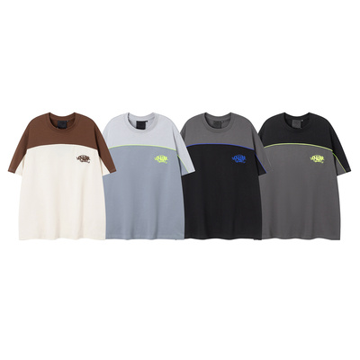 Synaworld拼接小标刺绣款字母T恤衫26ss美式潮牌嘻哈情侣纯棉短袖