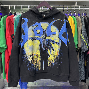 Valley稻草骷髅人复古洗水做旧嘻哈纯棉连帽衫 毛圈卫衣 Vale 美式