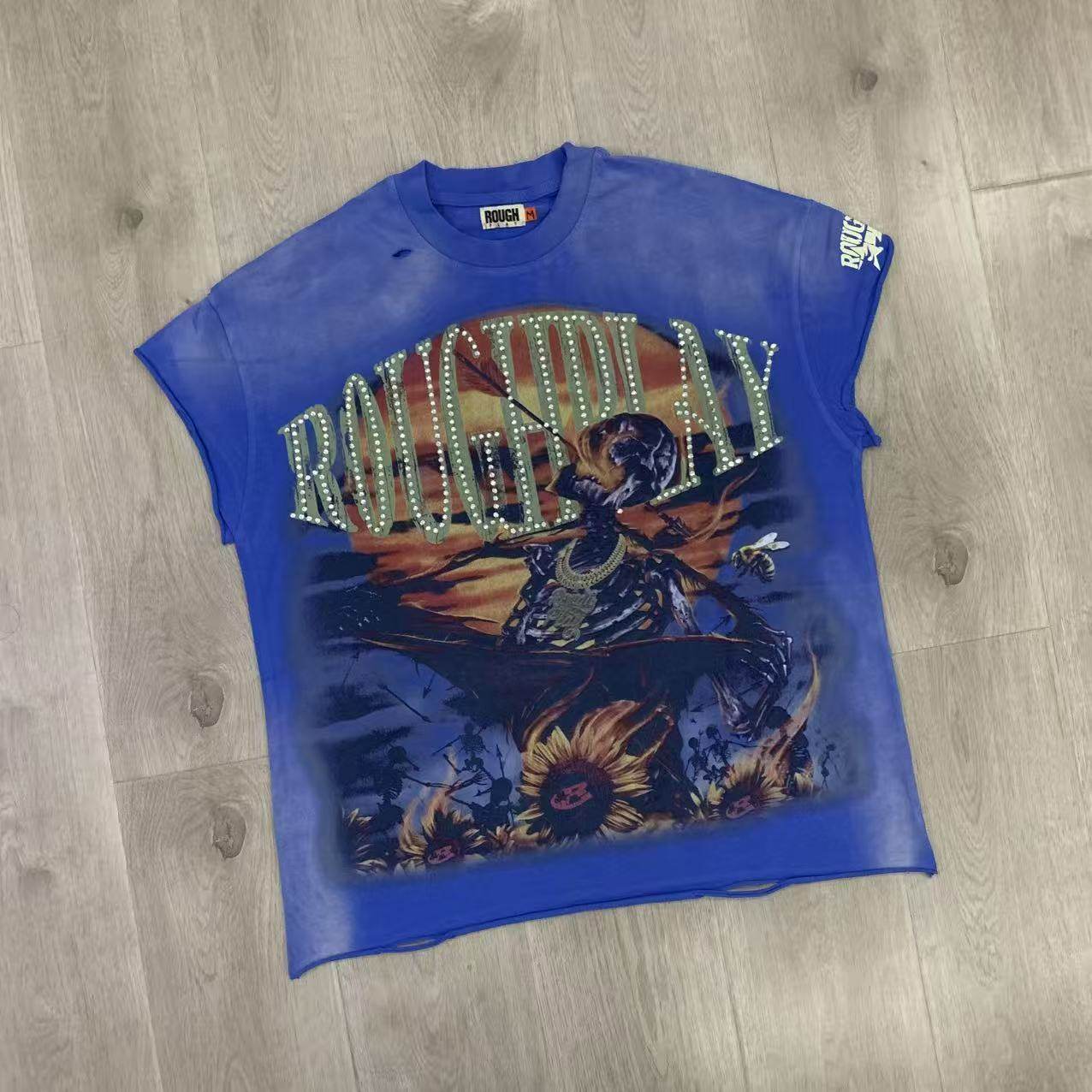 RoughPlay美式INS新款复古洗水做旧烫钻破洞纯棉情侣坎肩无袖T恤,男装,T恤,淘宝优惠券,粉丝福利购,淘宝优惠卷