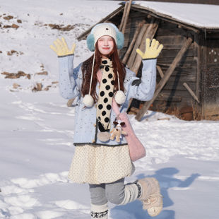 白色波点短裙韩系冬季ins女蓬蓬裙裤雪地穿搭旅游甜美加厚半身裙