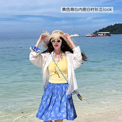 辣妹黄色挂脖背心显瘦小个子甜美外穿内搭夏季韩版ins带胸垫吊带