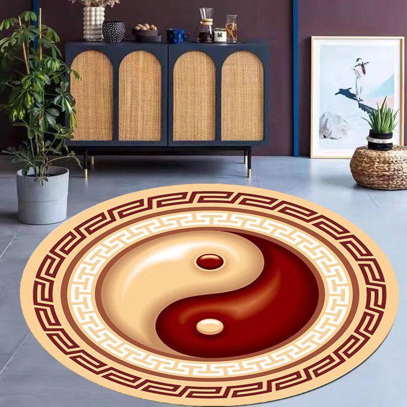 中式圆形地毯荷花莲花佛堂道家打坐防滑太极罡毯跪拜礼佛禅舞家用