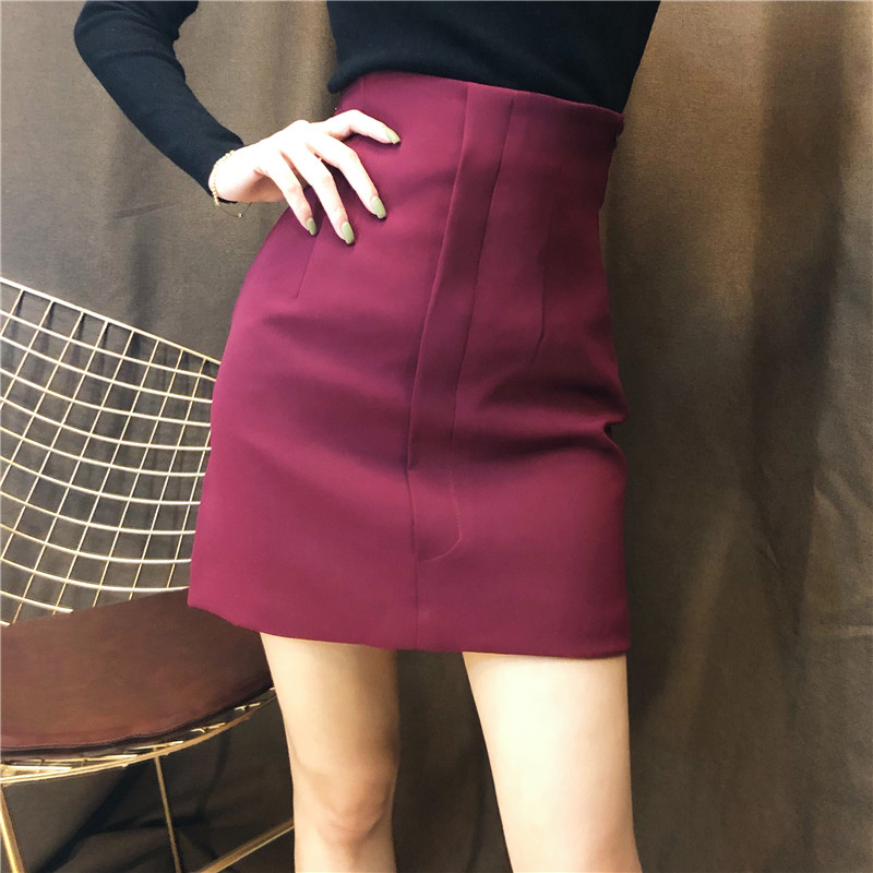¸Ûζ¸ßÑü°ëÉíȹºÚÉ«°üÍÎȹ×Ó2018пîÅ®chic°ëÉí¶Ìȹa×Öȹְҵȹ