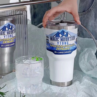 大容量冰霸杯夏天冰块保冷咖啡杯带吸管车载便携304不锈钢水杯