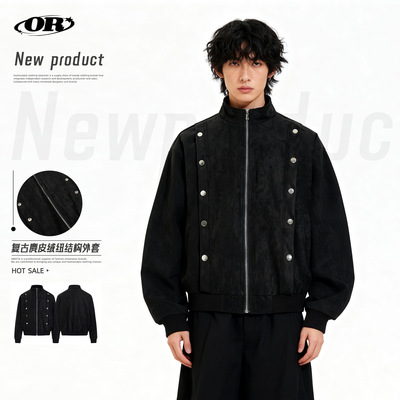 OREETA丨轻奢老钱风惠林顿工装夹克男女复古设计感麂皮绒外套