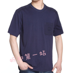 短袖 商务夏装 t恤水洗棉圆领T恤加大码 男士 上衣 口袋中老年汗衫 男式