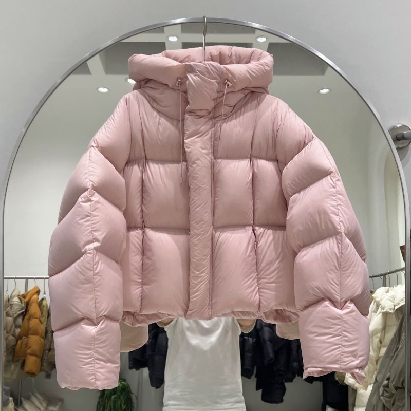 韩版超蓬松泡芙羽绒服女短款连帽绒外套面包服时尚可爱冬装潮