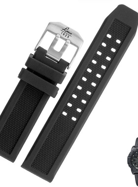 朗坤表带 硅胶表带 黑色手表带 男女20 22mm双排针扣硅胶laco表带