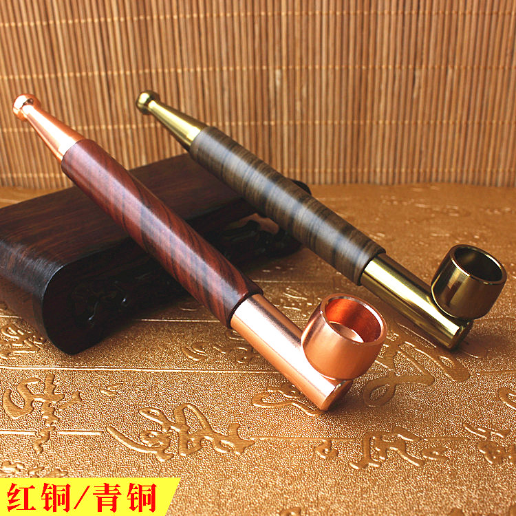 包邮金属烟杆旱烟袋纯铜烟斗过滤芯烟具传统老式复古男士手工烟锅