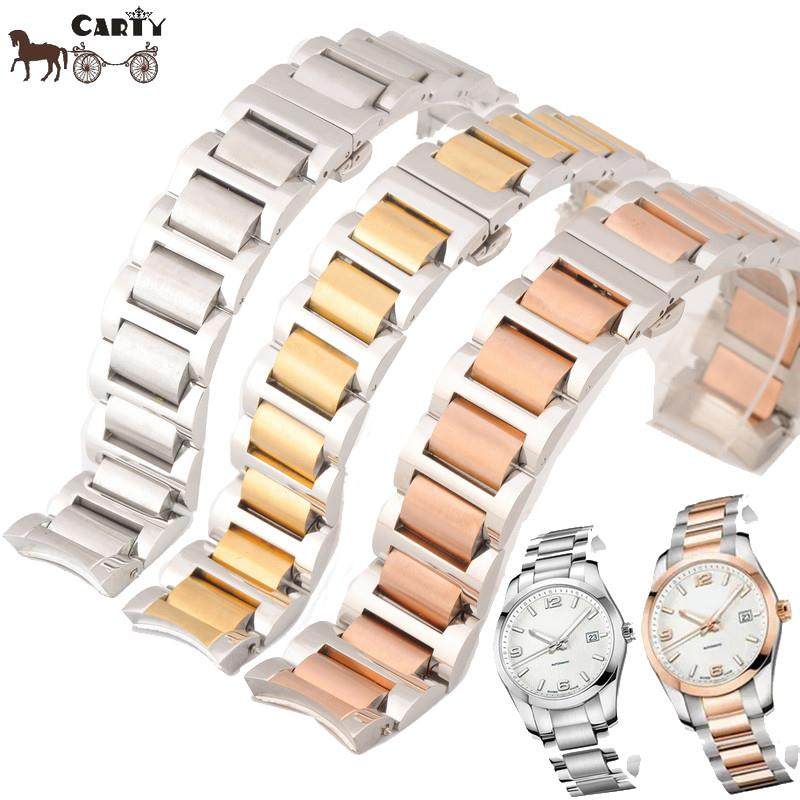 carty钢表带代用浪琴表带康铂CBonquest男20女14手表配件