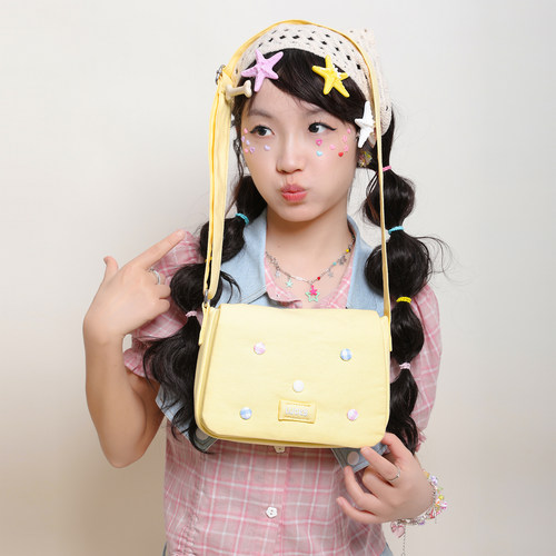 遇后帆布包原创糖豆格子包不撞款多巴胺翻盖小方包甜美少女斜挎包
