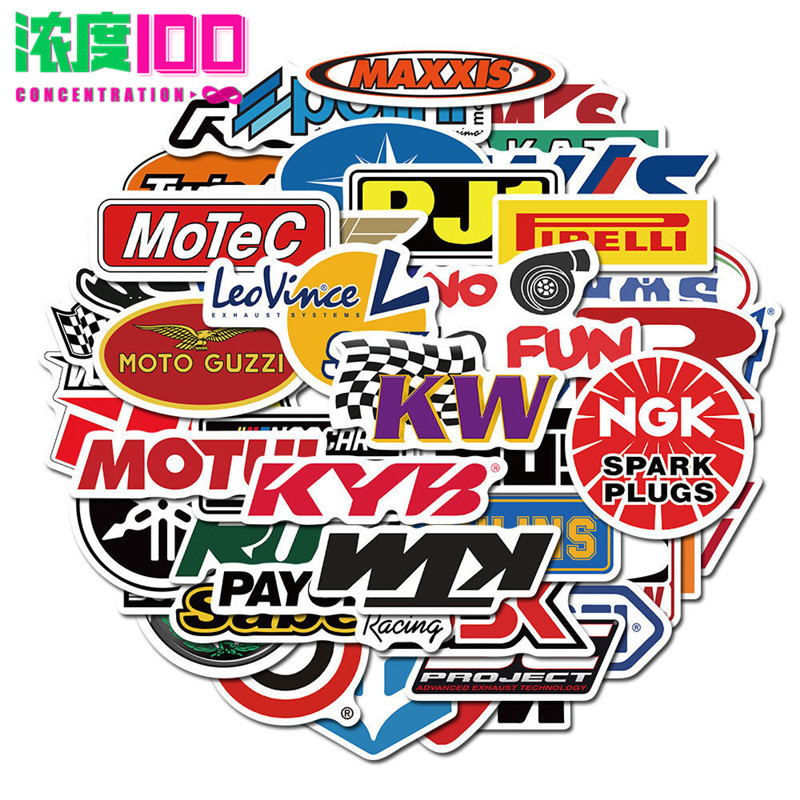 100张摩托车机车品牌logo贴纸KTM杜卡迪行李箱手机电脑防水贴画