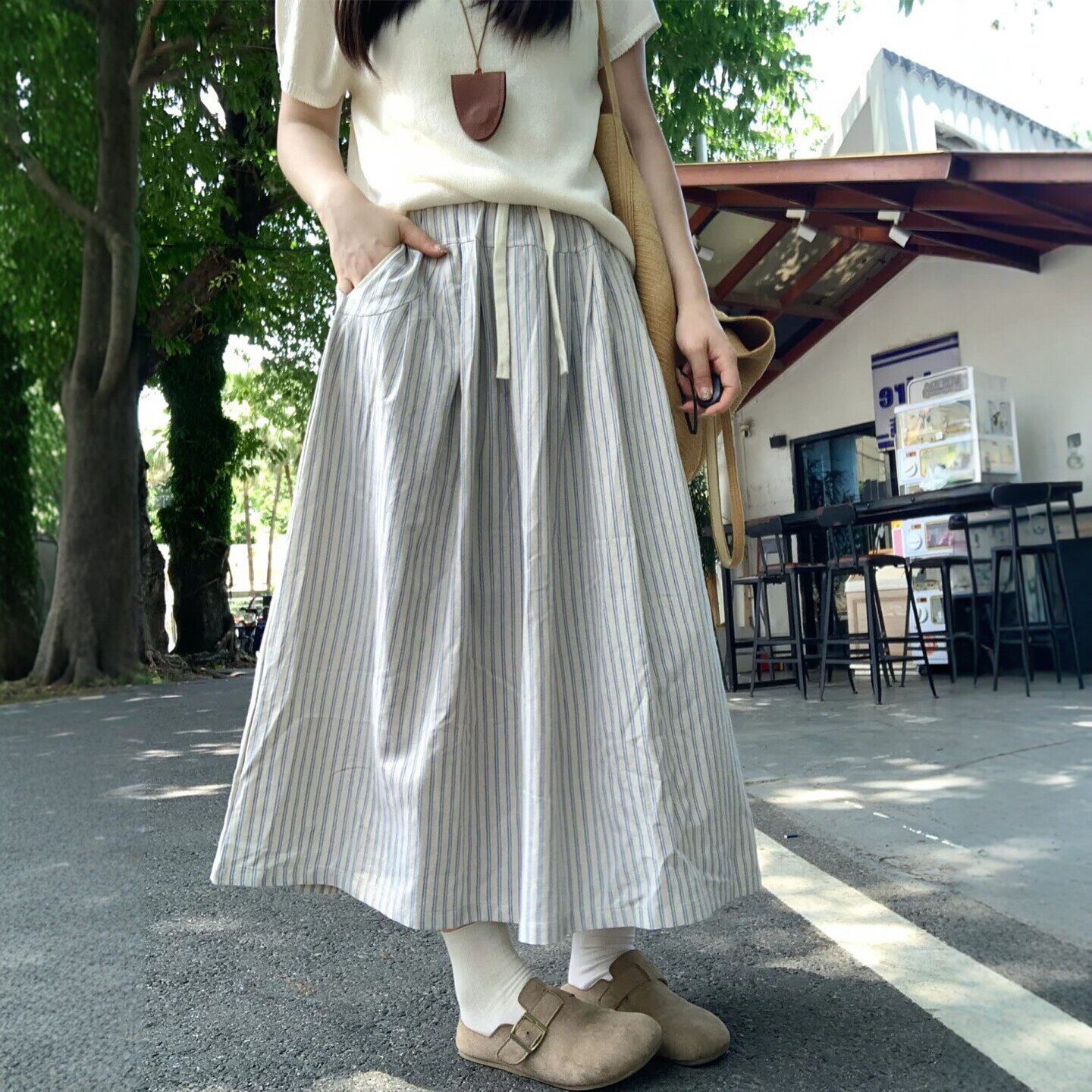 2026新款条纹半身裙女夏季新品薄款大码女装胖mm显瘦梨型身材裙子