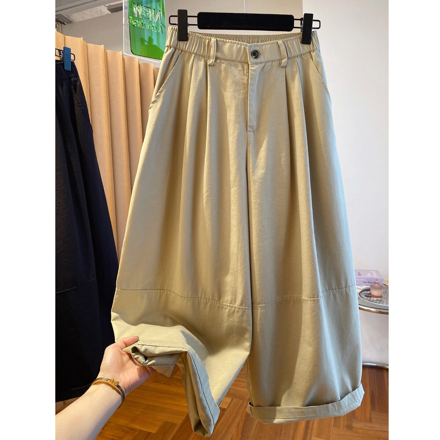 胖MM九分工装阔腿裤女2026新款春季宽松大码休闲直筒裤百搭显瘦裤